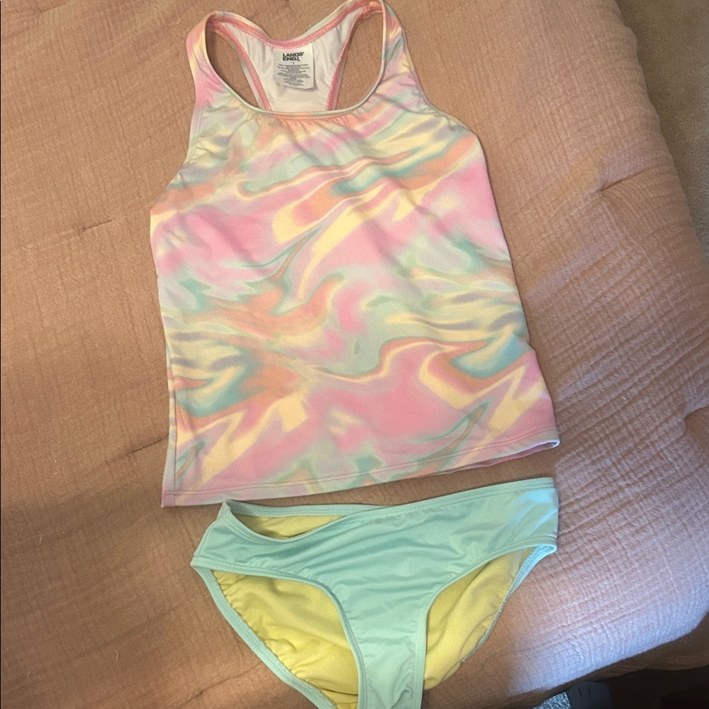 Lands' End Kids Swim Bikini in Pink and Yellow